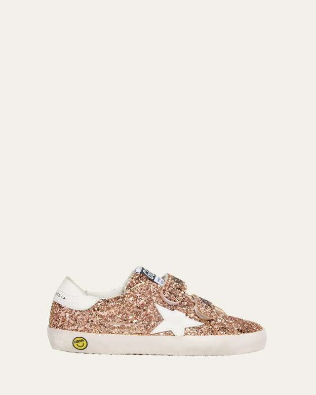 Girl's Old School Glitter and Leather Dual-Grip Sneakers, Baby/Toddler